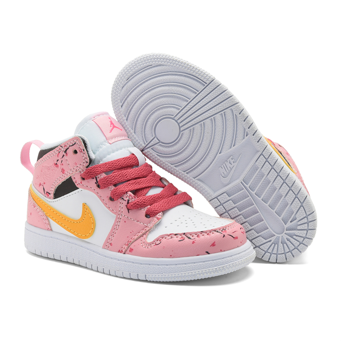 Youth Running Weapon Air Jordan 1 Pink/White Shoes 0120